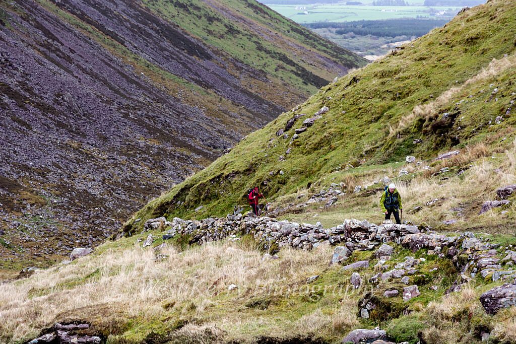 Beautiful landscape view on hillwalking route Gleann na hUamha -Macha na Bó - Annascaul Village