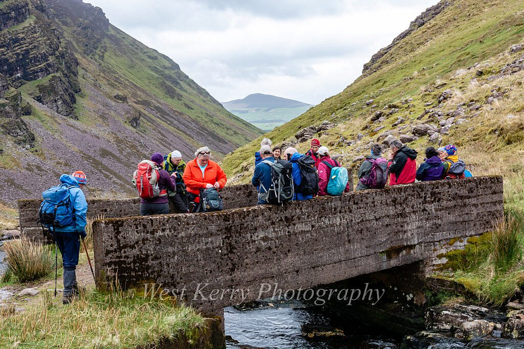 Beautiful landscape view on hillwalking route Gleann na hUamha -Macha na Bó - Annascaul Village