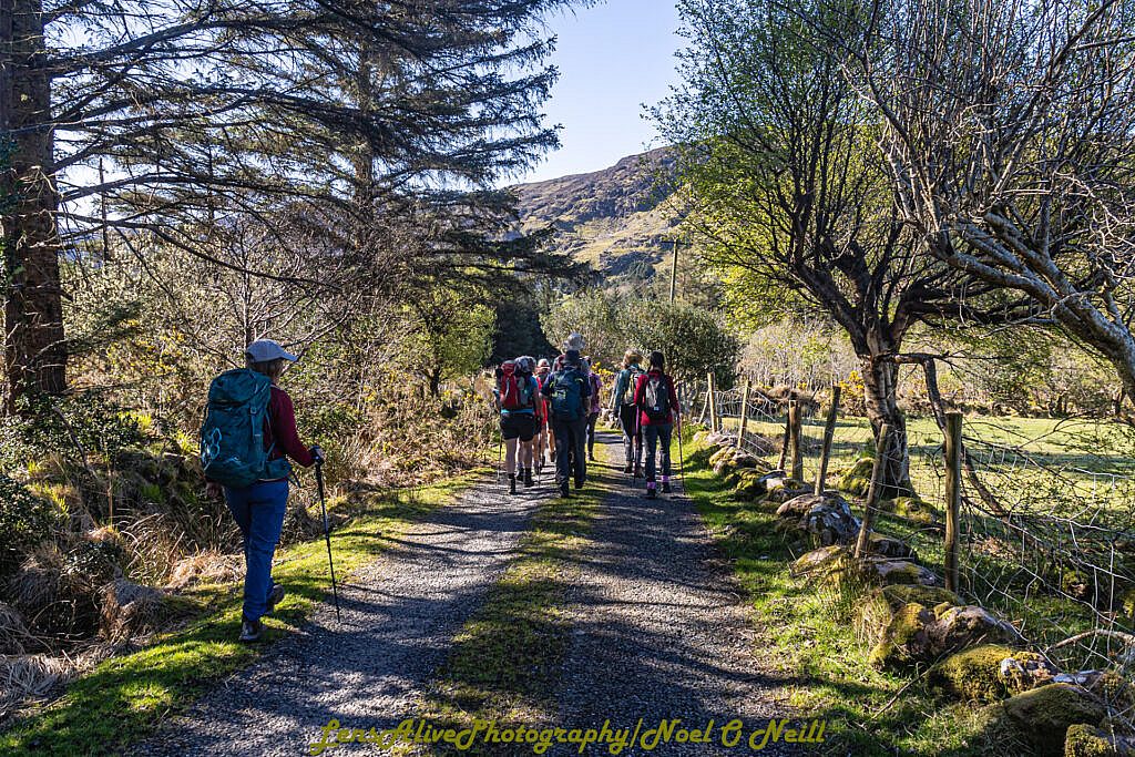 Beautiful landscape view on hillwalking route Loch Acoose-An Currach Mhór (Curraghmore)-Caher-Hydro Road