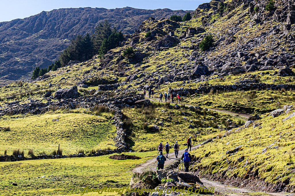 Beautiful landscape view on hillwalking route Loch Acoose-An Currach Mhór (Curraghmore)-Caher-Hydro Road