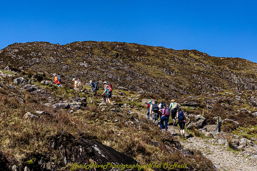 Beautiful landscape view on hillwalking route Loch Acoose-An Currach Mhór (Curraghmore)-Caher-Hydro Road