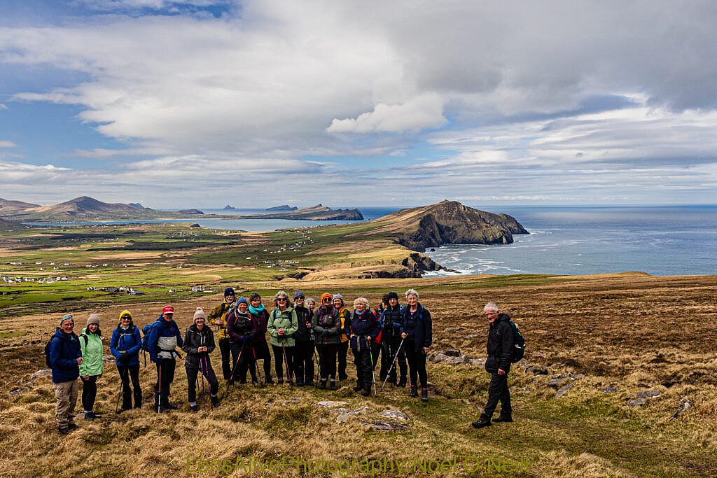 Beautiful landscape view on hillwalking route Baile na hAbha to Más an Tiompán