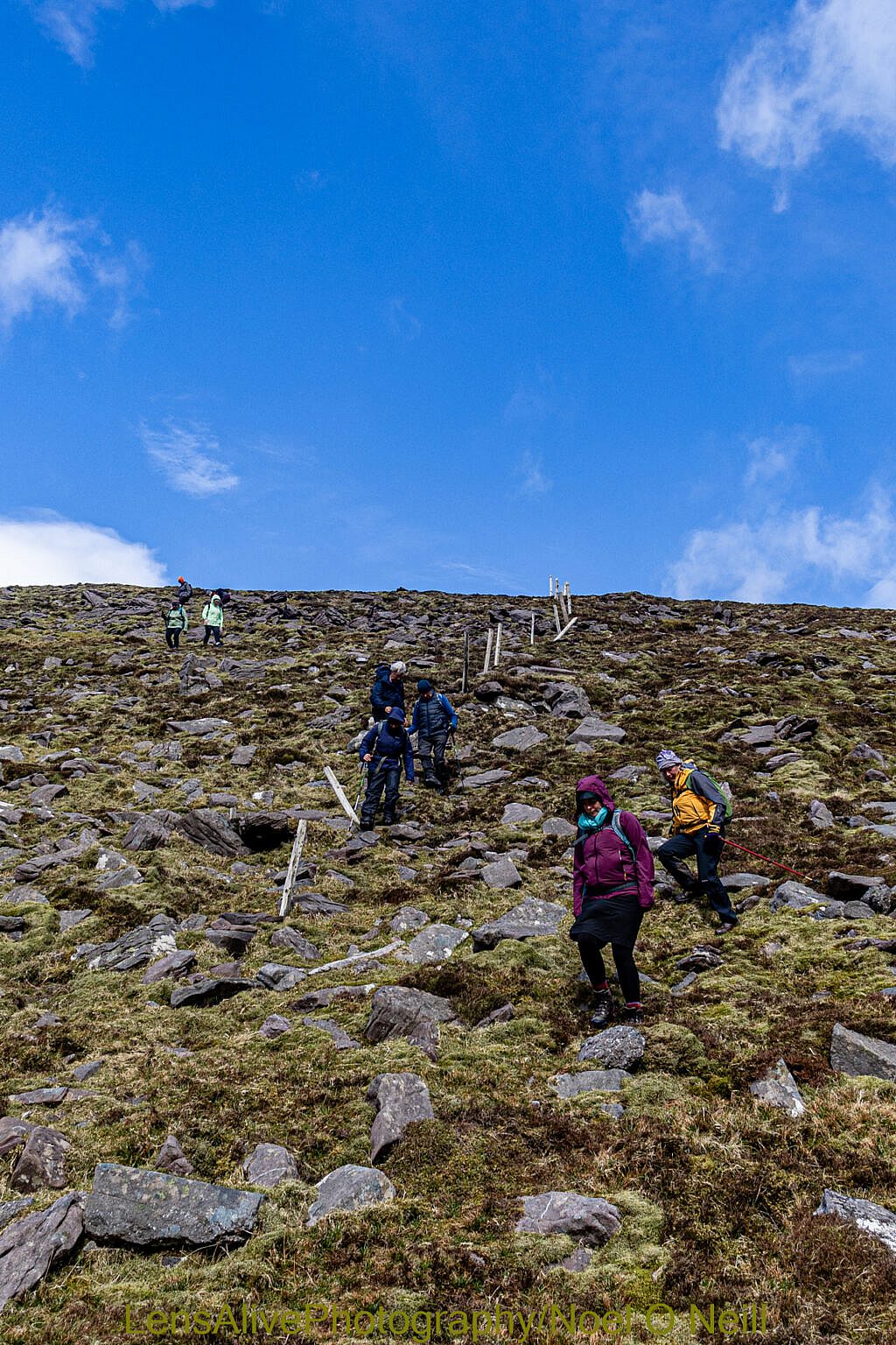 Beautiful landscape view on hillwalking route Baile na hAbha to Más an Tiompán