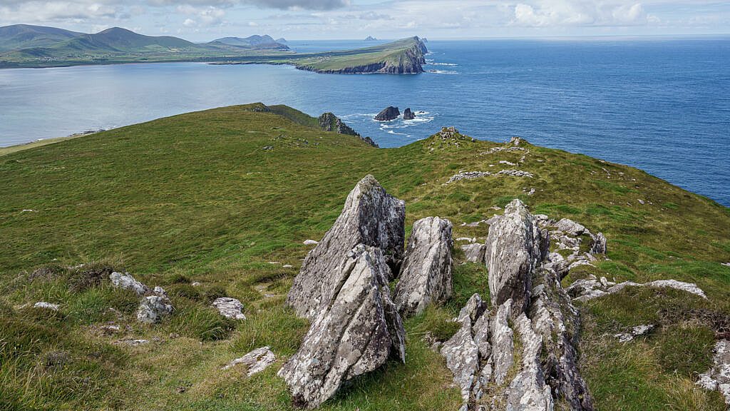 Beautiful landscape view on hillwalking route Ballydavid Head Loop