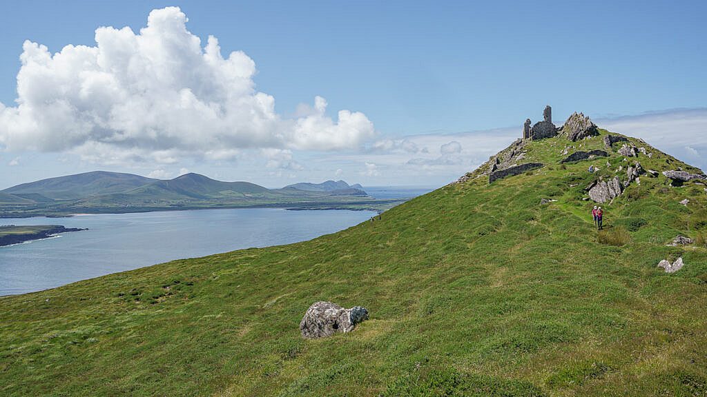 Beautiful landscape view on hillwalking route Ballydavid Head Loop