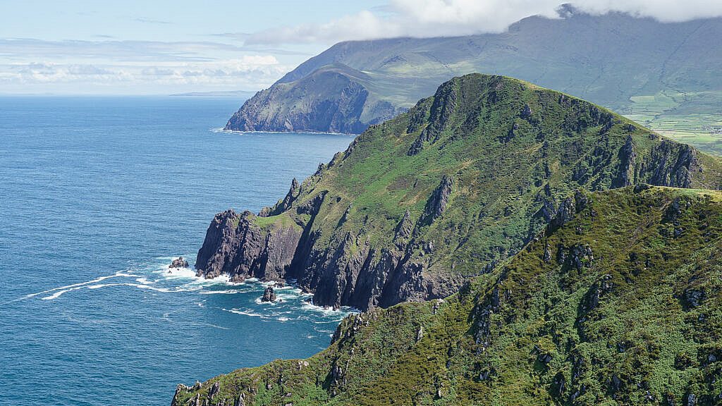 Beautiful landscape view on hillwalking route Ballydavid Head Loop