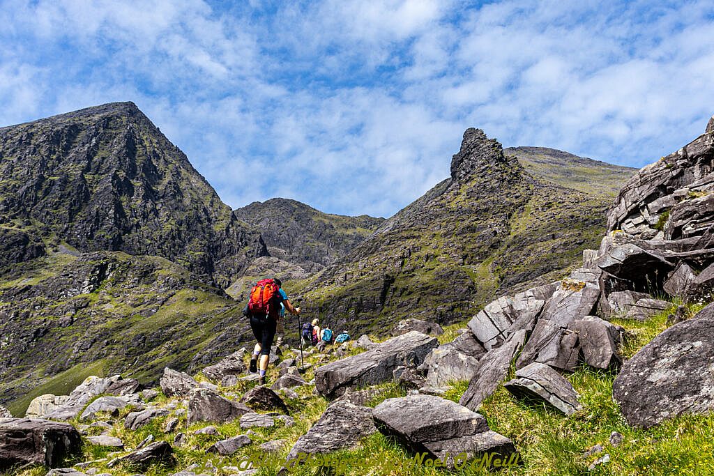 Beautiful landscape view on hillwalking route Carrauntoohil