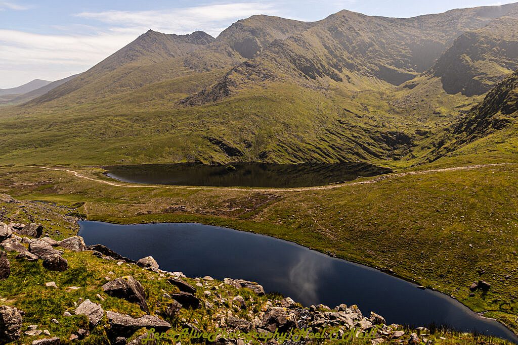 Beautiful landscape view on hillwalking route Carrauntoohil