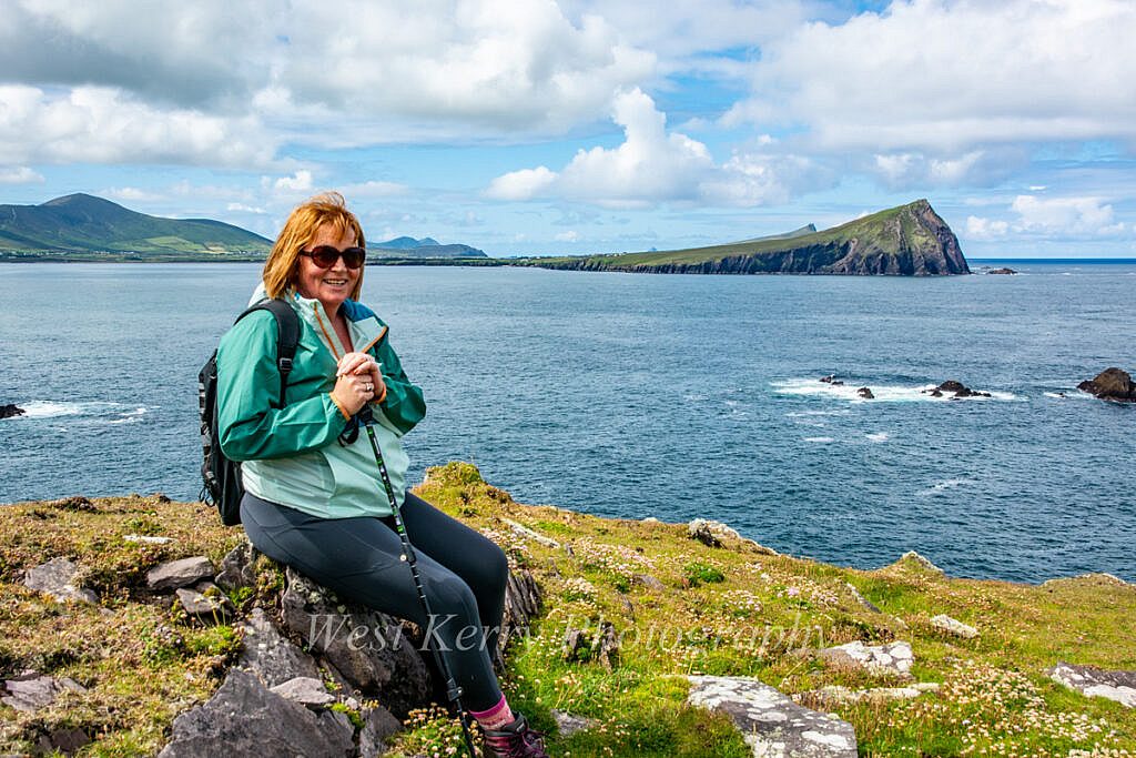 Beautiful landscape view on hillwalking route Ballydavid Head Loop