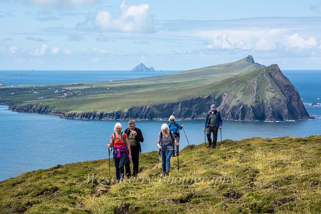 Beautiful landscape view on hillwalking route Ballydavid Head Loop