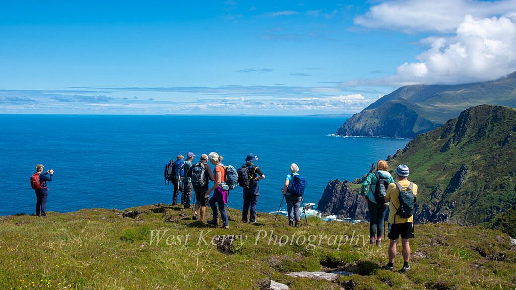 Beautiful landscape view on hillwalking route Ballydavid Head Loop