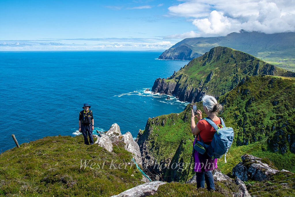Beautiful landscape view on hillwalking route Ballydavid Head Loop