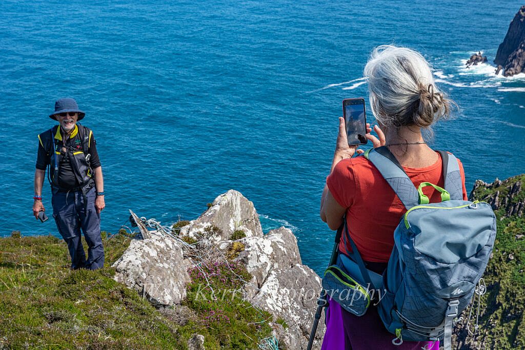 Beautiful landscape view on hillwalking route Ballydavid Head Loop