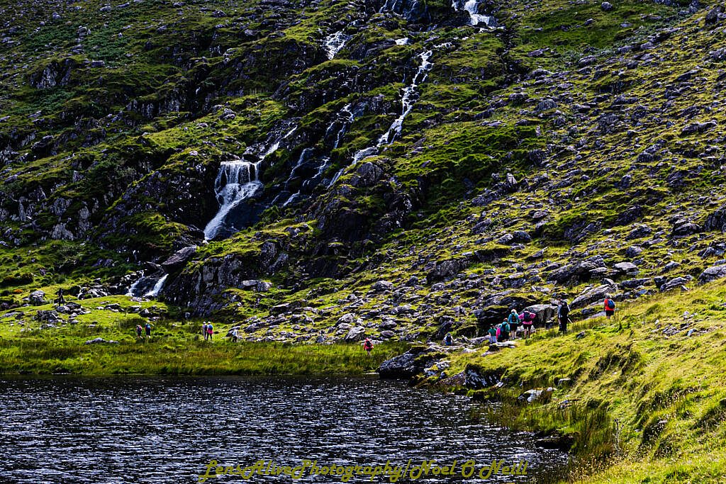 Beautiful landscape view on hillwalking route Loch an Dún Waterfall - Gob an Iolar - Ballyduff
