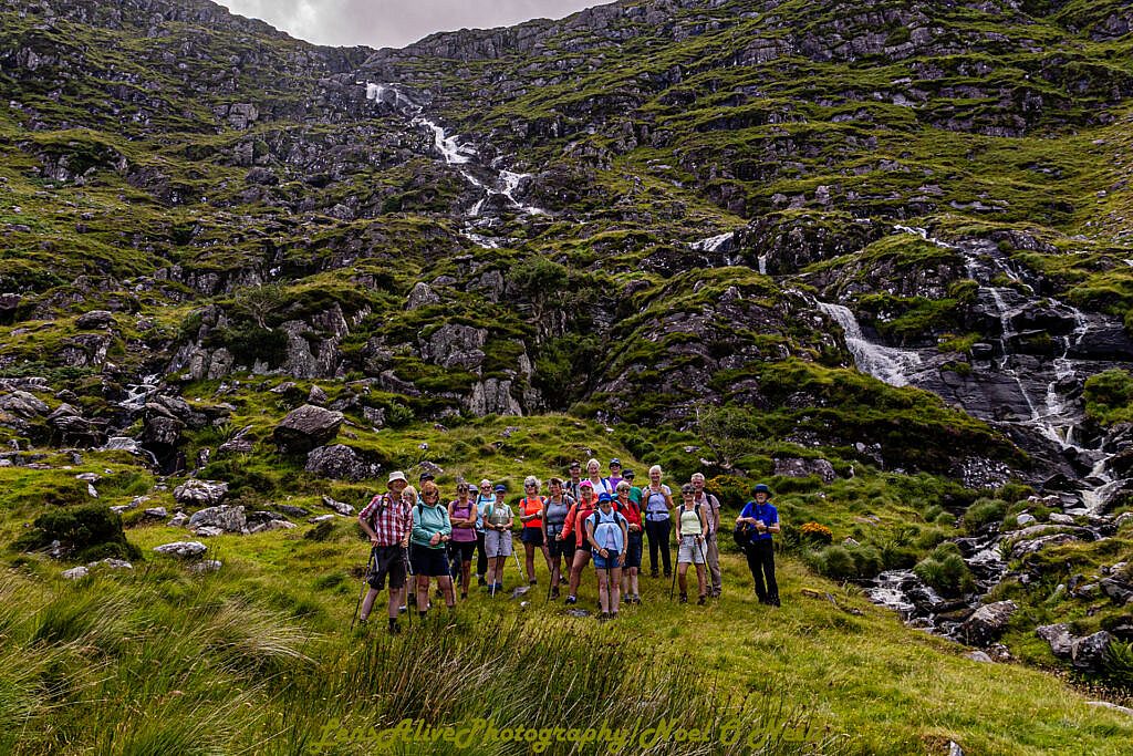 Beautiful landscape view on hillwalking route Loch an Dún Waterfall - Gob an Iolar - Ballyduff