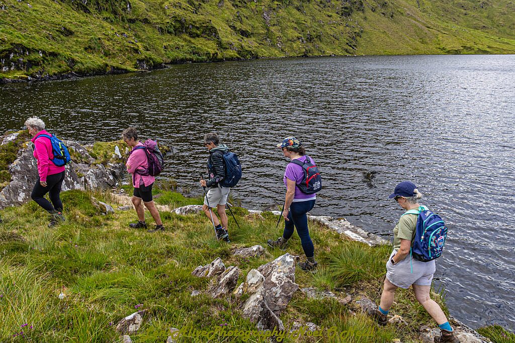 Beautiful landscape view on hillwalking route Loch an Dún Waterfall - Gob an Iolar - Ballyduff