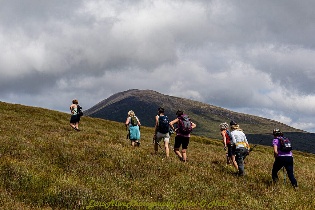 Beautiful landscape view on hillwalking route Loch an Dún Waterfall - Gob an Iolar - Ballyduff