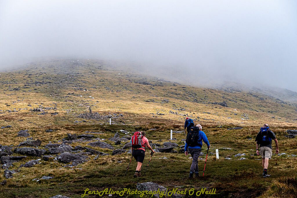 Beautiful landscape view on hillwalking route Cruach Bhreanainn from Baile Breac to Baile na hAbha