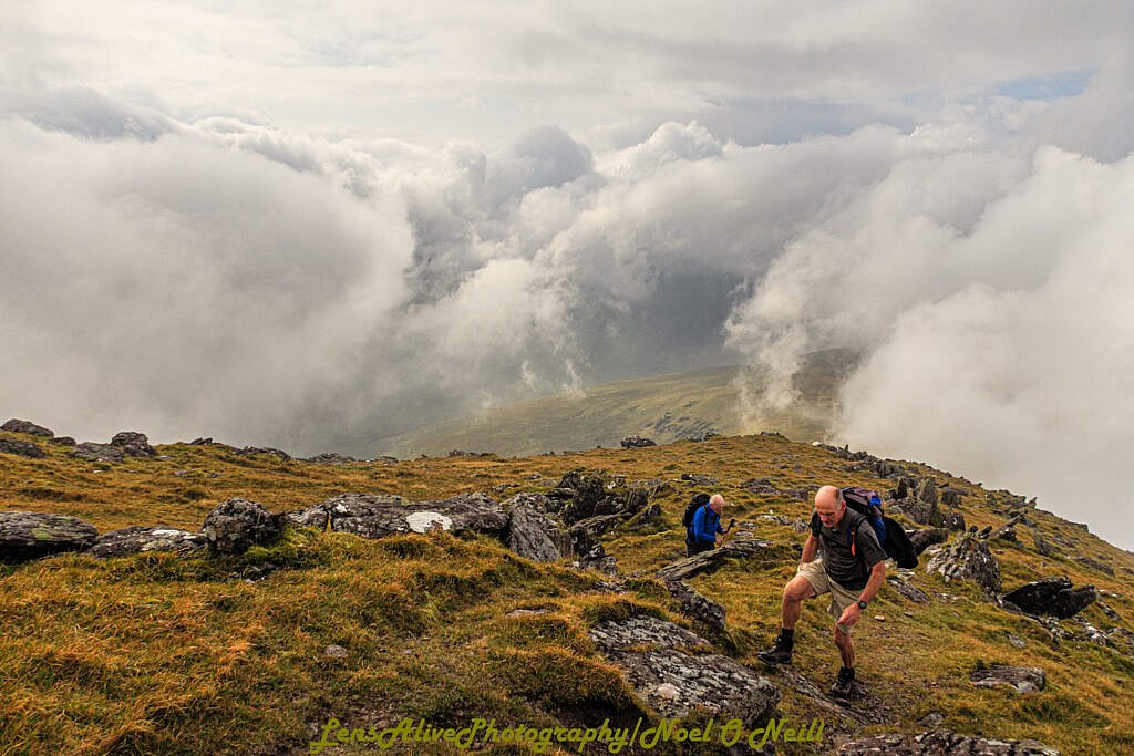 Beautiful landscape view on hillwalking route Cruach Bhreanainn from Baile Breac to Baile na hAbha