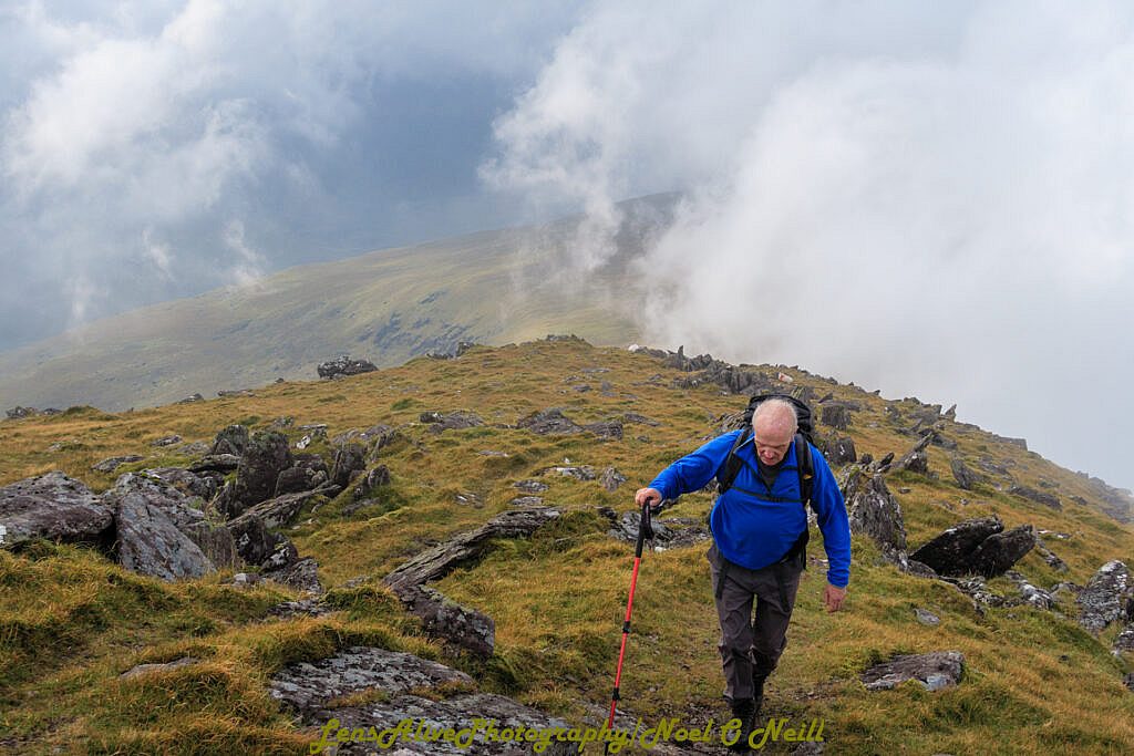 Beautiful landscape view on hillwalking route Cruach Bhreanainn from Baile Breac to Baile na hAbha