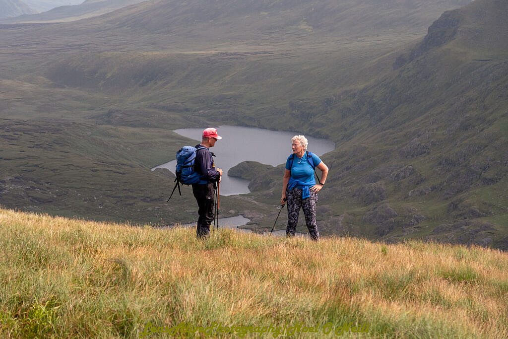Beautiful landscape view on hillwalking route Coumanare Lakes Loop & Goulin Hill