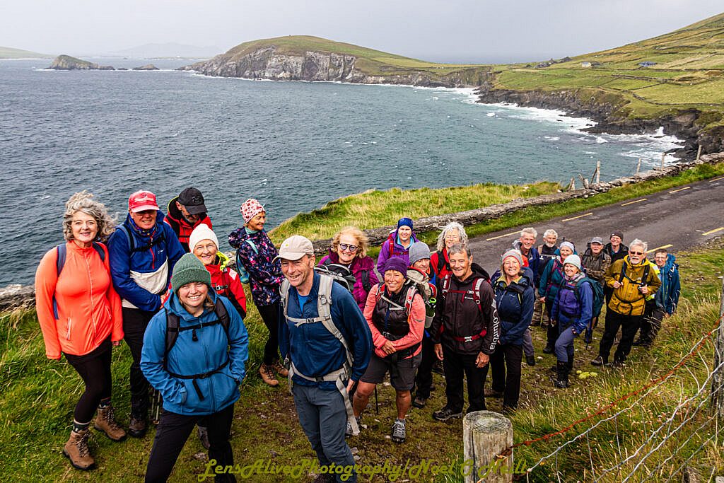 Beautiful landscape view on hillwalking route Coumeenole (Com Dhineól) to Ventry via Fán along The Dingle Way