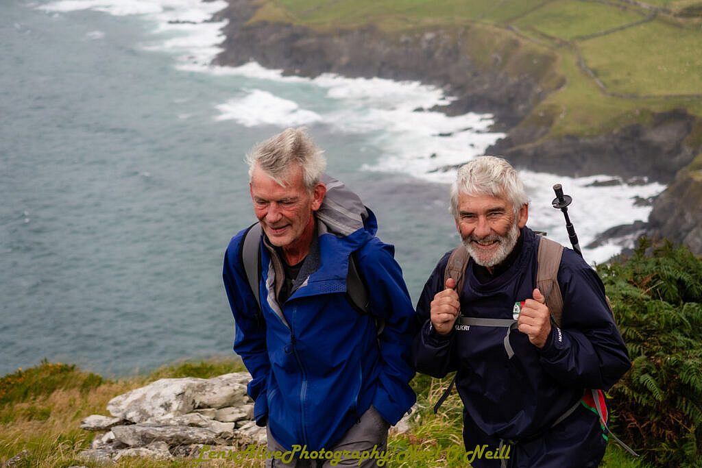Beautiful landscape view on hillwalking route Coumeenole (Com Dhineól) to Ventry via Fán along The Dingle Way
