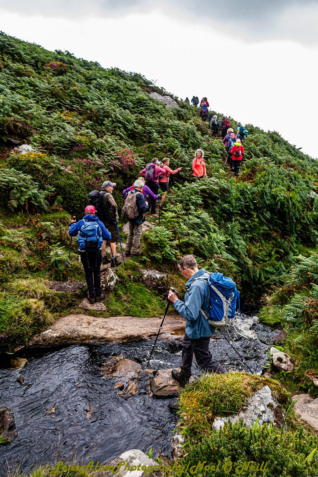 Beautiful landscape view on hillwalking route Coumeenole (Com Dhineól) to Ventry via Fán along The Dingle Way
