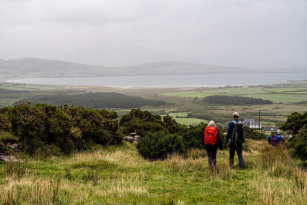 Beautiful landscape view on hillwalking route Coumeenole (Com Dhineól) to Ventry via Fán along The Dingle Way