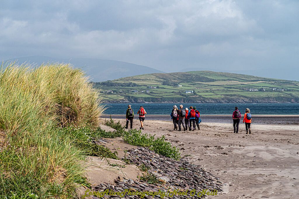 Beautiful landscape view on hillwalking route Coumeenole (Com Dhineól) to Ventry via Fán along The Dingle Way